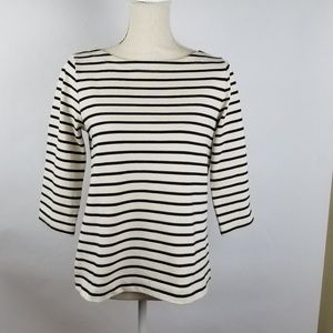 Loft white w blk striped tunic 3/4 slv,SZ MP